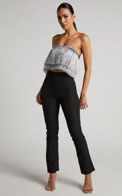 Showpo Andriya Pants - High Waisted Fitted Kick Flare Pants In Black