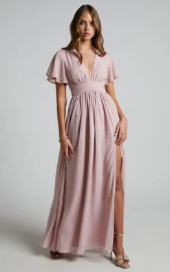 Showpo December Empire Waist Maxi Dress In Dusty Pink