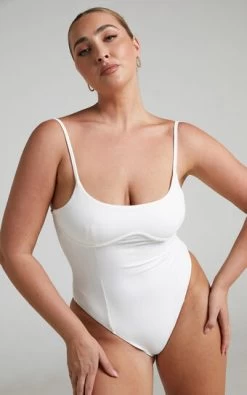 Showpo Daramie Underbust Detail Bodysuit In White