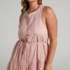Showpo Scotty Button Up Broderie Mini Dress In Dusty Pink