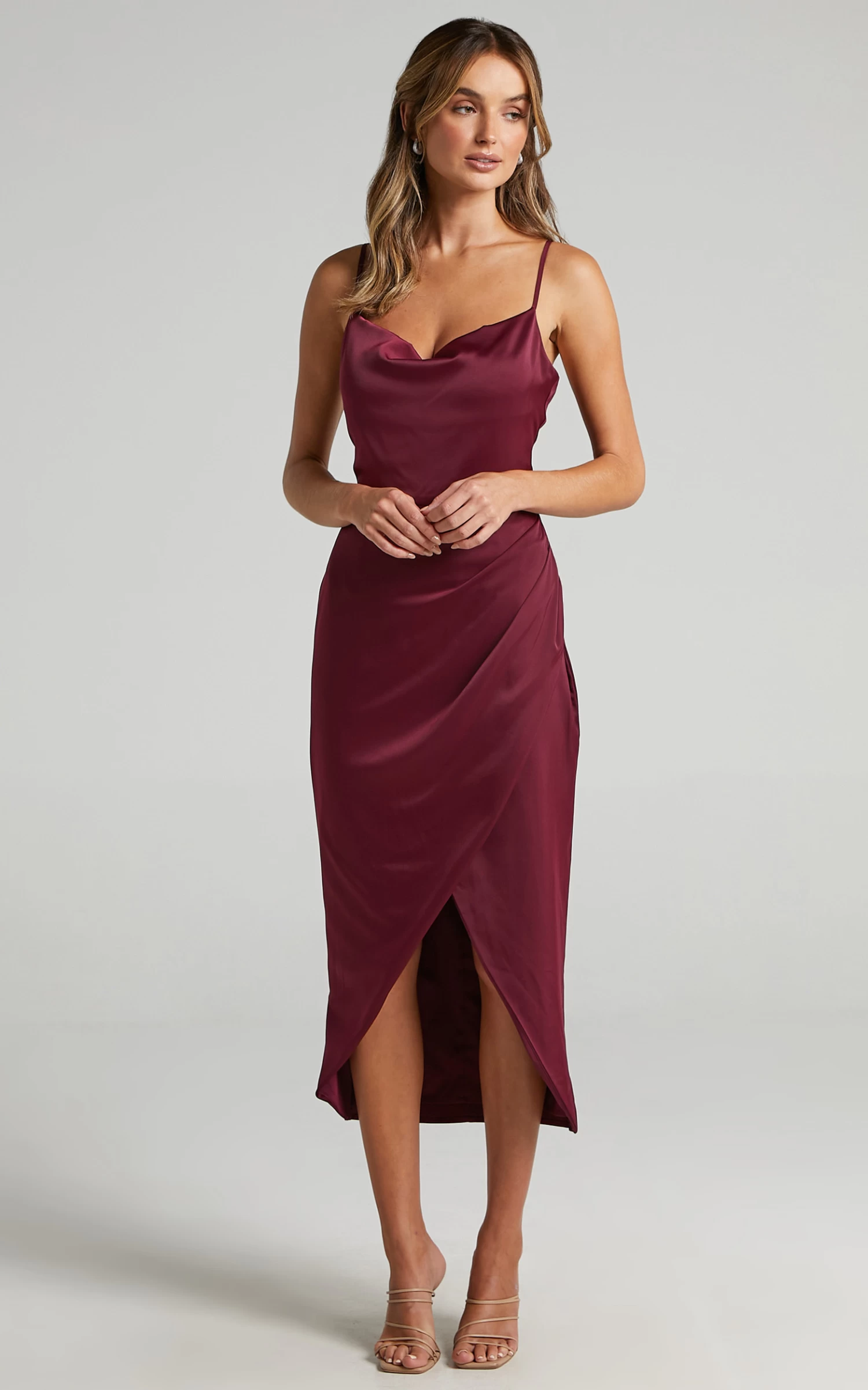 Showpo Dazzling Lights Dress In Mulberry Satin - Image 4