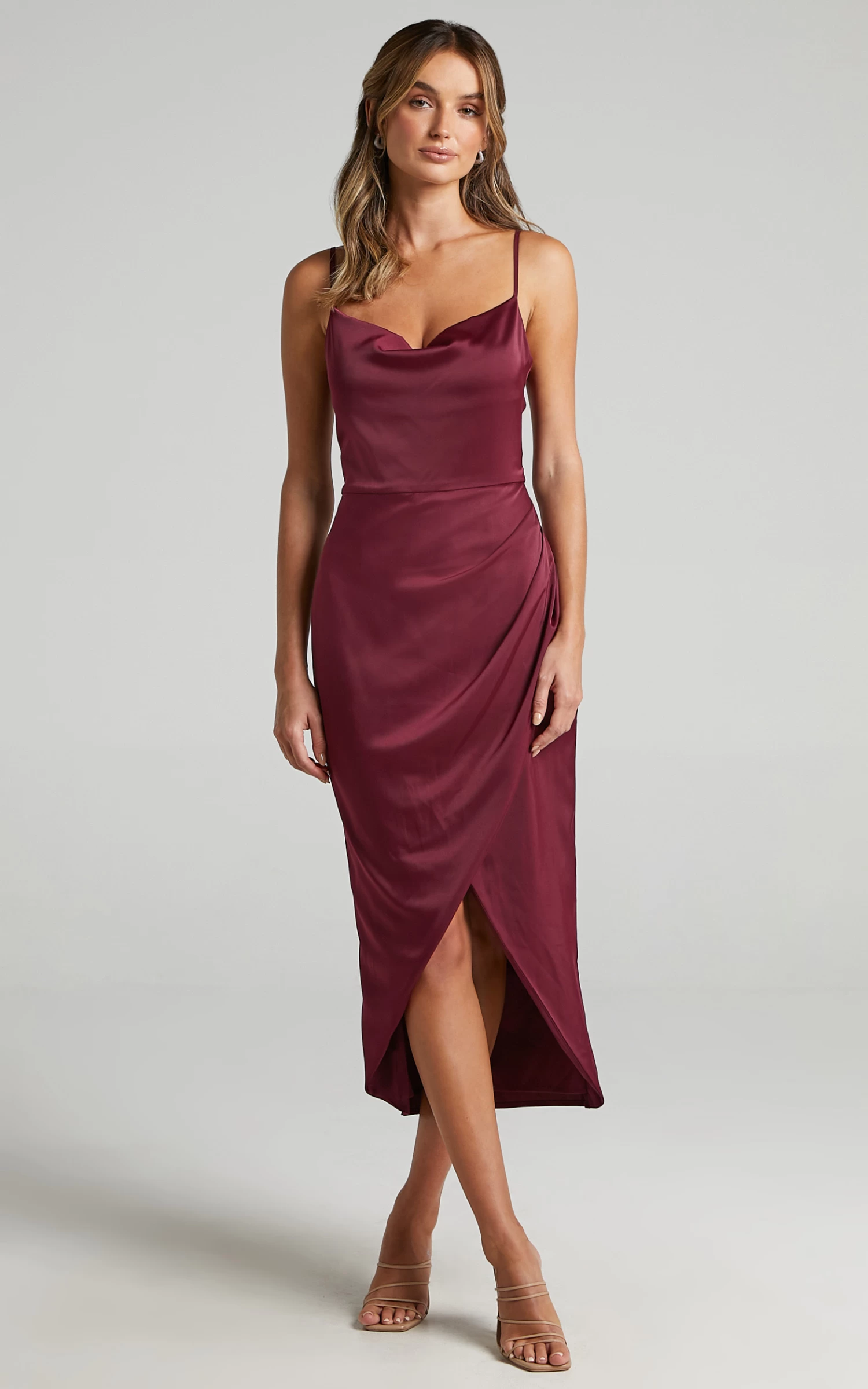 Showpo Dazzling Lights Dress In Mulberry Satin - Image 9