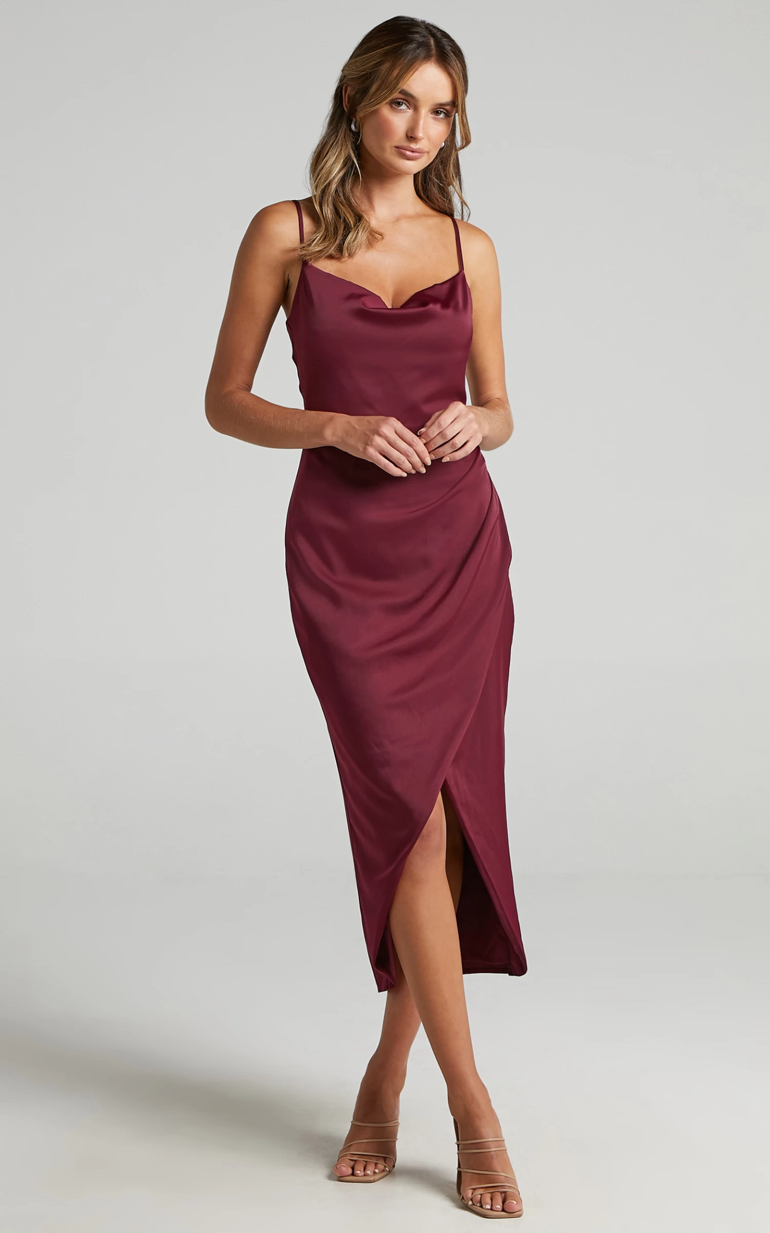Showpo Dazzling Lights Dress In Mulberry Satin - Image 5