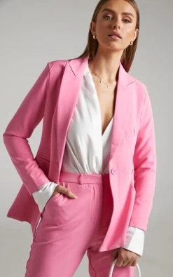 Showpo Hermie Single Breasted Blazer In Pink