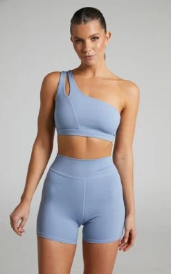 Showpo Vienna Mid Length Shorts In Blue