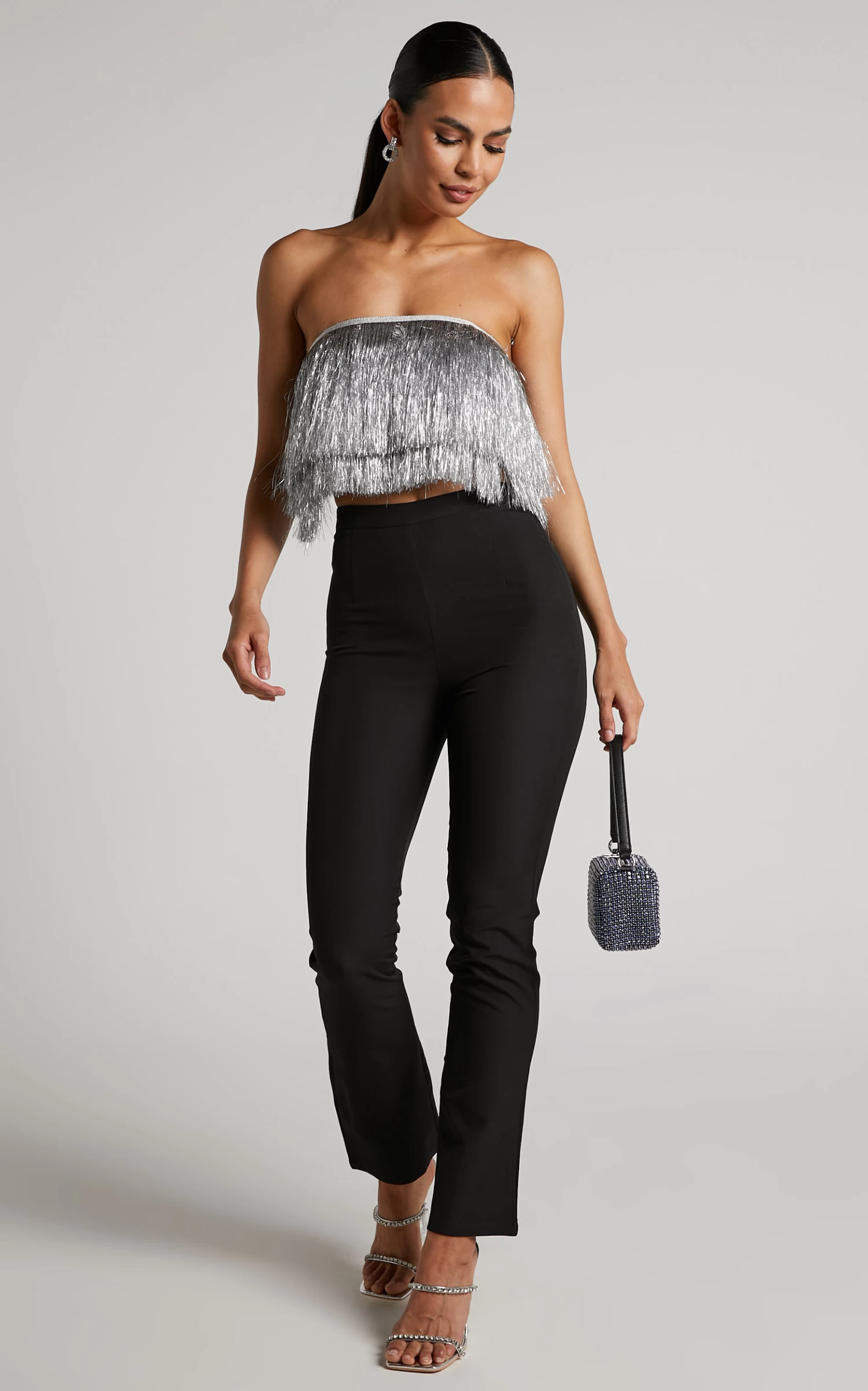 Showpo Andriya Pants - High Waisted Fitted Kick Flare Pants In Black - Image 3