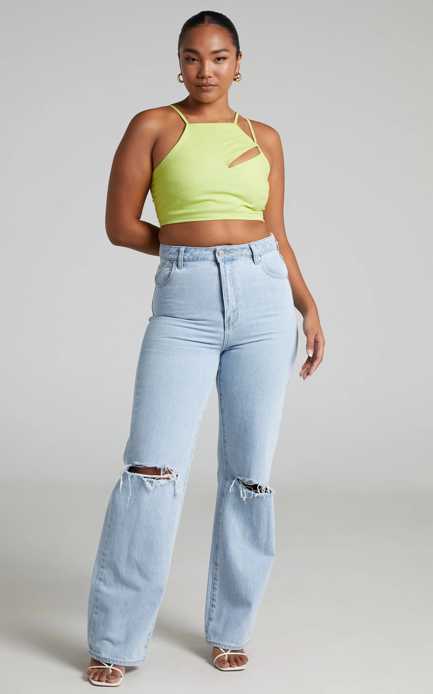 Showpo Patchico Split Bust Crop Top In Lime - Image 3