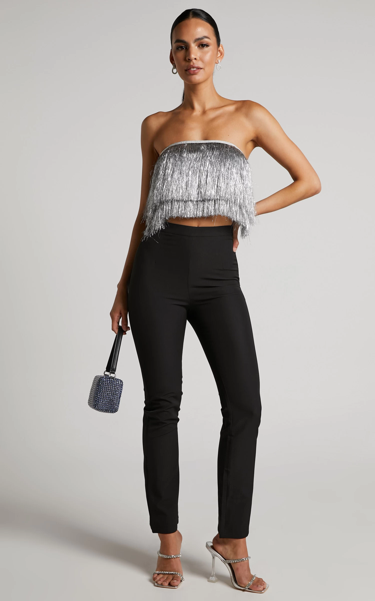 Showpo Andriya Pants - High Waisted Fitted Kick Flare Pants In Black - Image 5