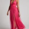 Showpo Like A Vision Plunge Maxi Dress In Hot Pink