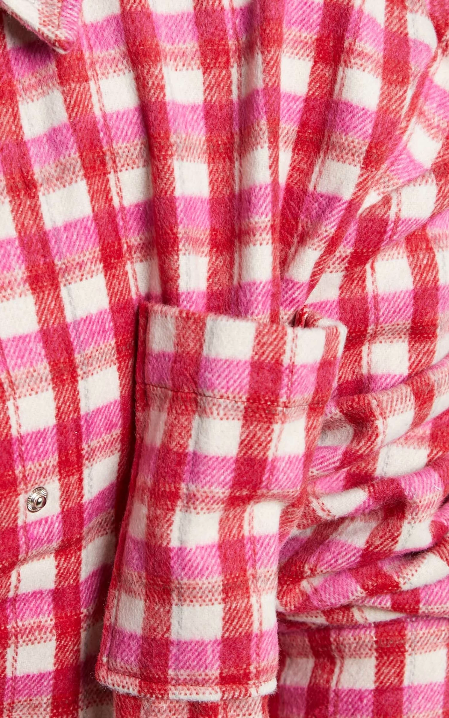 Showpo Aurea Oversized Check Shacket In Pink & Red - Image 6