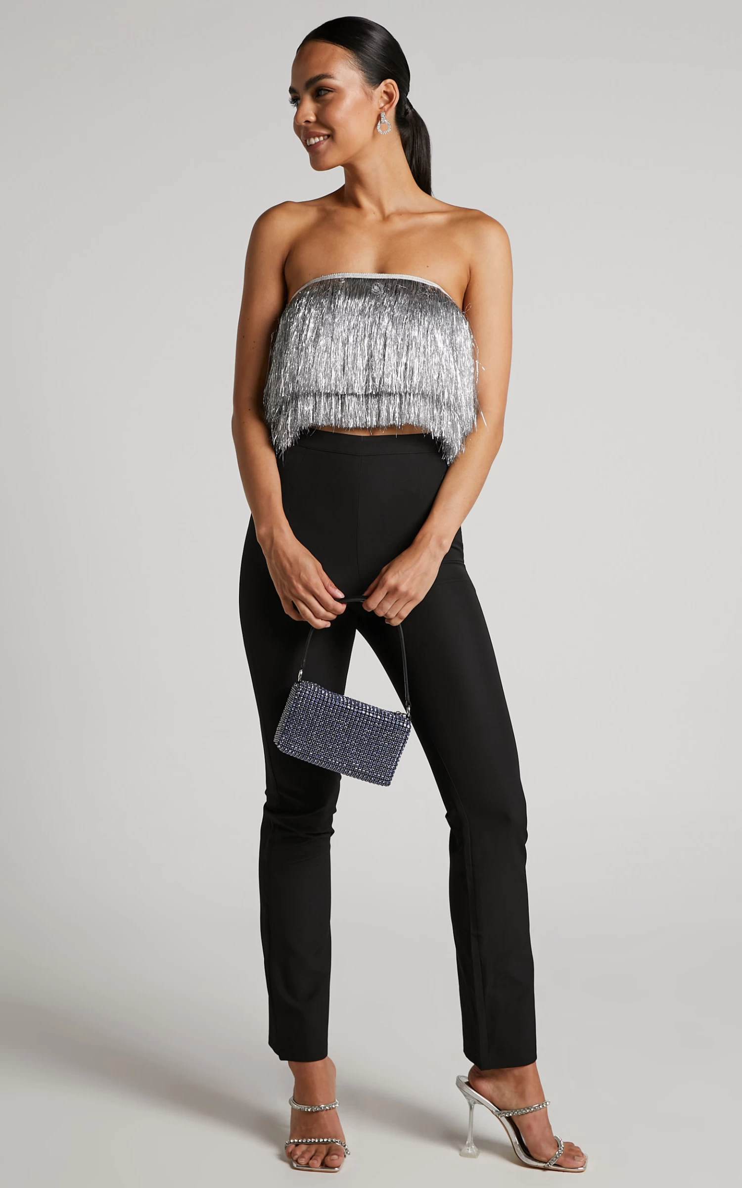 Showpo Andriya Pants - High Waisted Fitted Kick Flare Pants In Black - Image 7