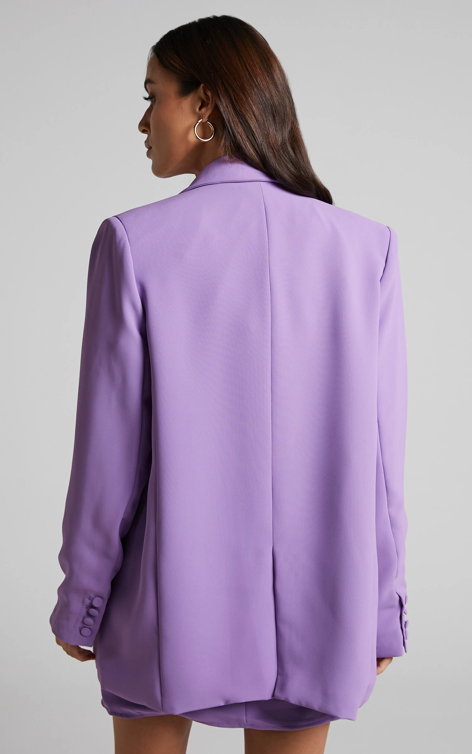 Showpo Michelle Oversized Plunge Neck Button Up Blazer In Purple - Image 5