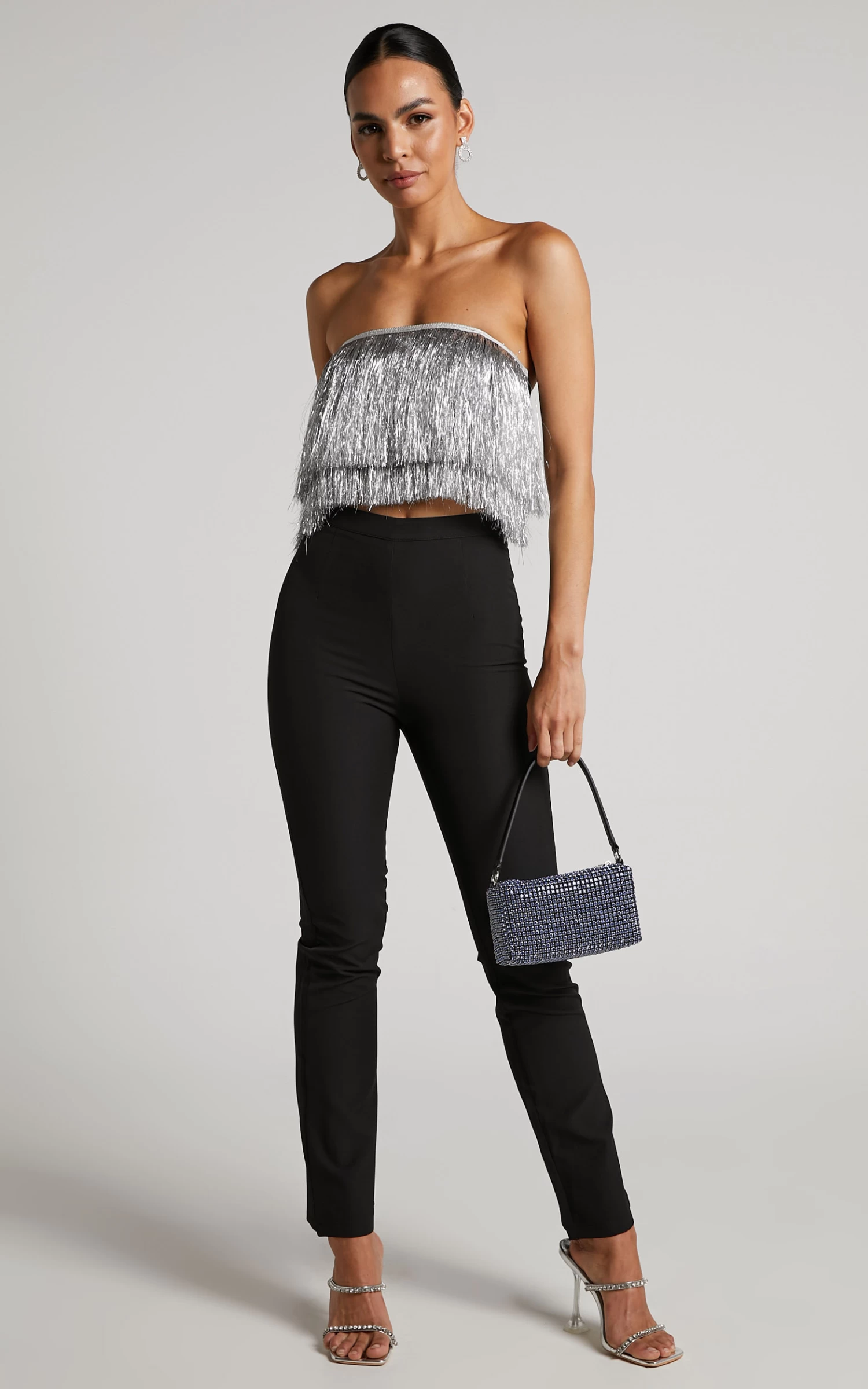 Showpo Andriya Pants - High Waisted Fitted Kick Flare Pants In Black - Image 8