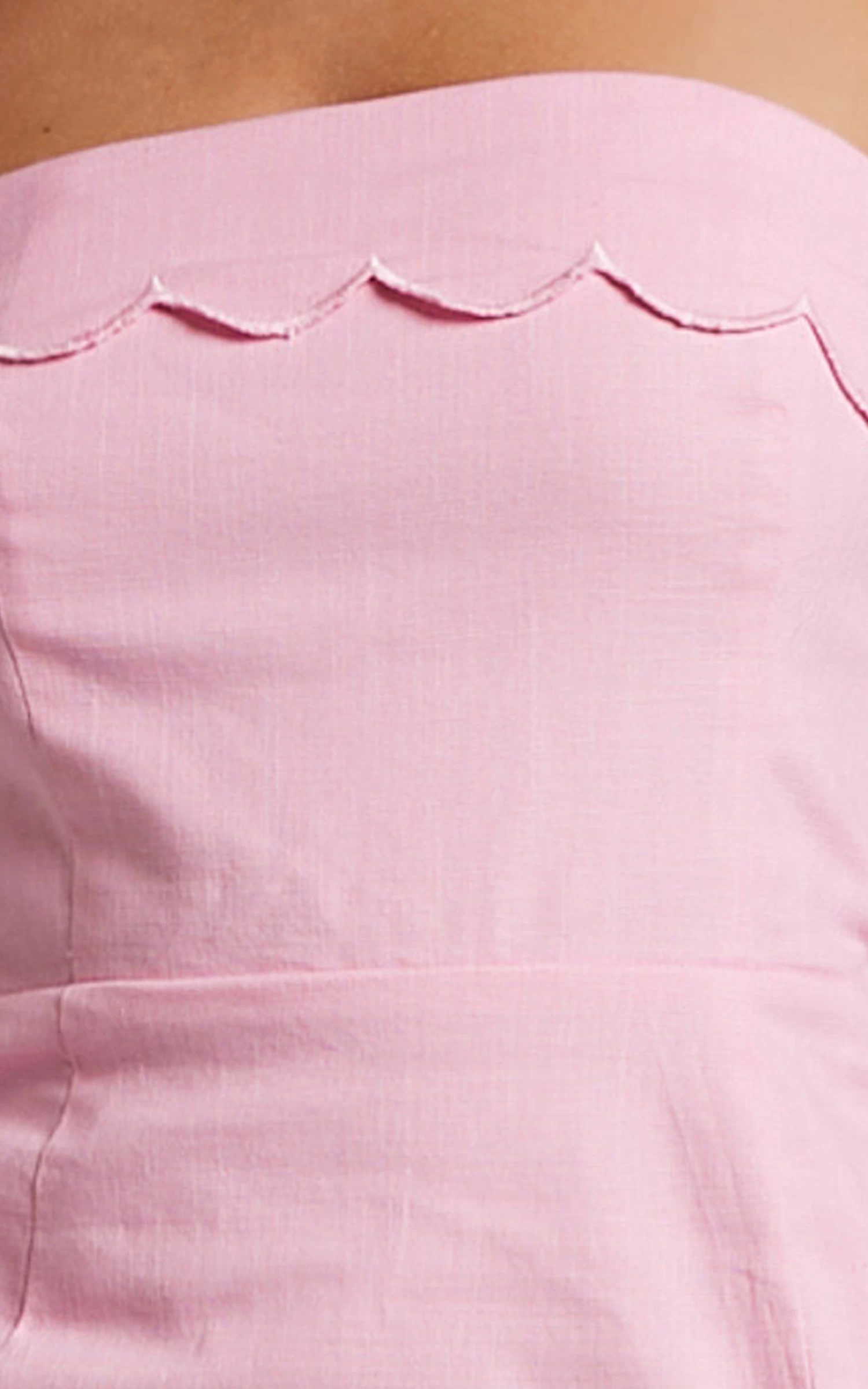 Showpo Annita Mini Dress - Scalloped Trim Strapless Dress In Pink - Image 7