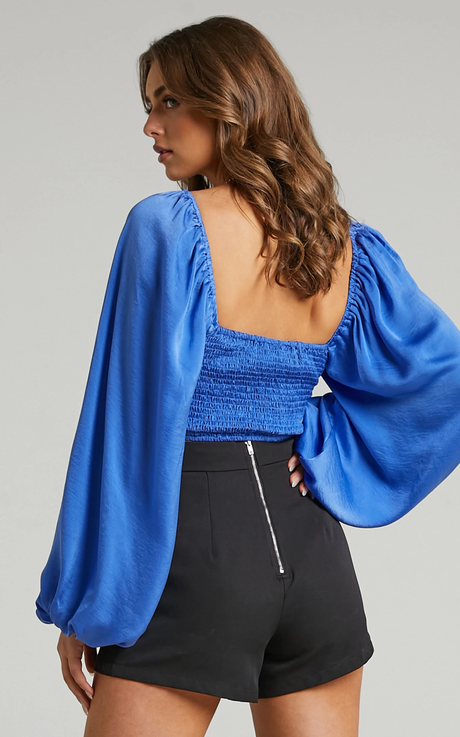 Showpo Delia Long Sleeve Blouse In Blue - Image 8