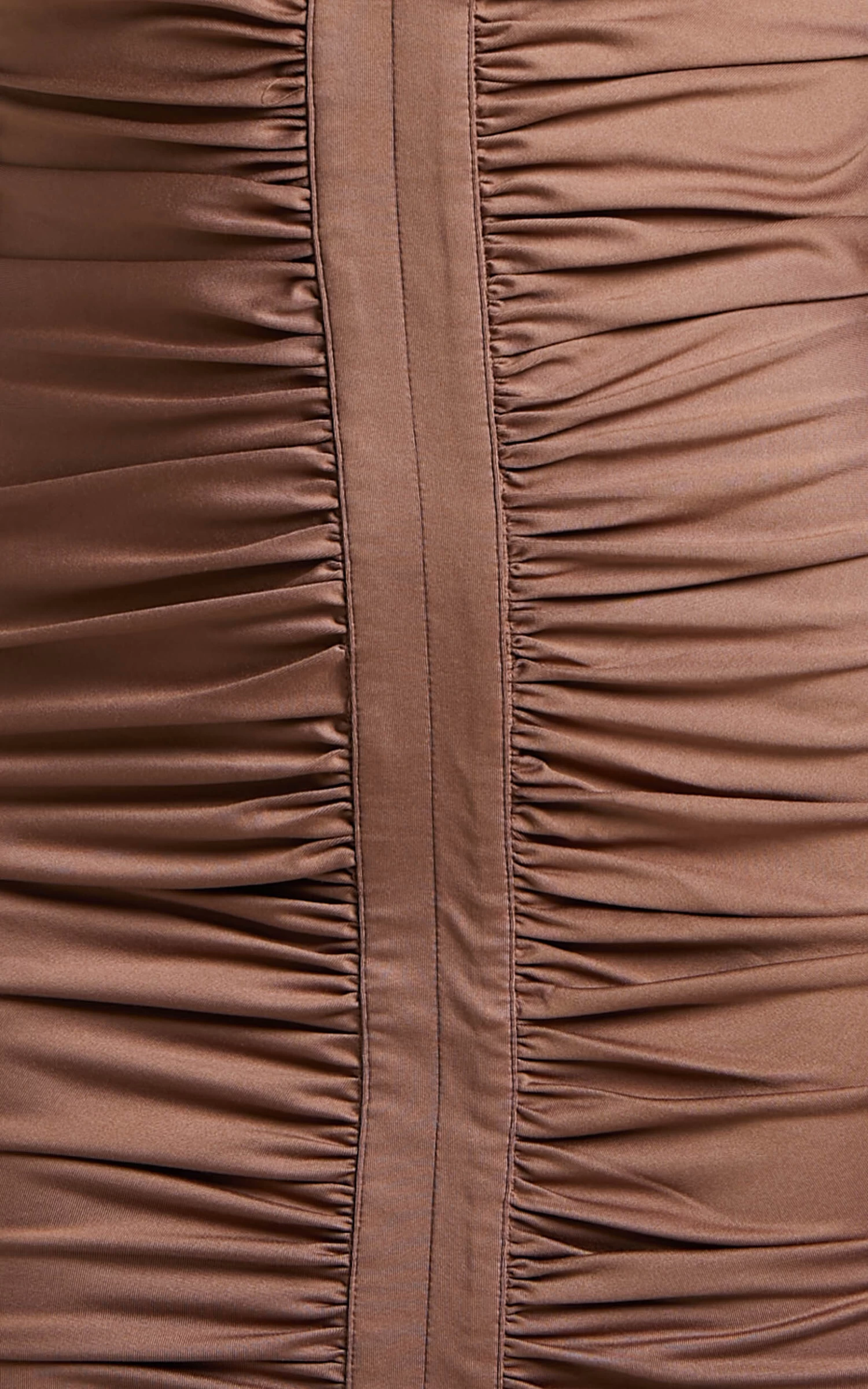 Showpo Dulce Long Sleeve Ruched Mini Dress In Mocha - Image 9