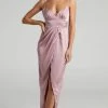 Showpo Azrael Maxi Dress - V Neck Satin Tulip Dress In Blush