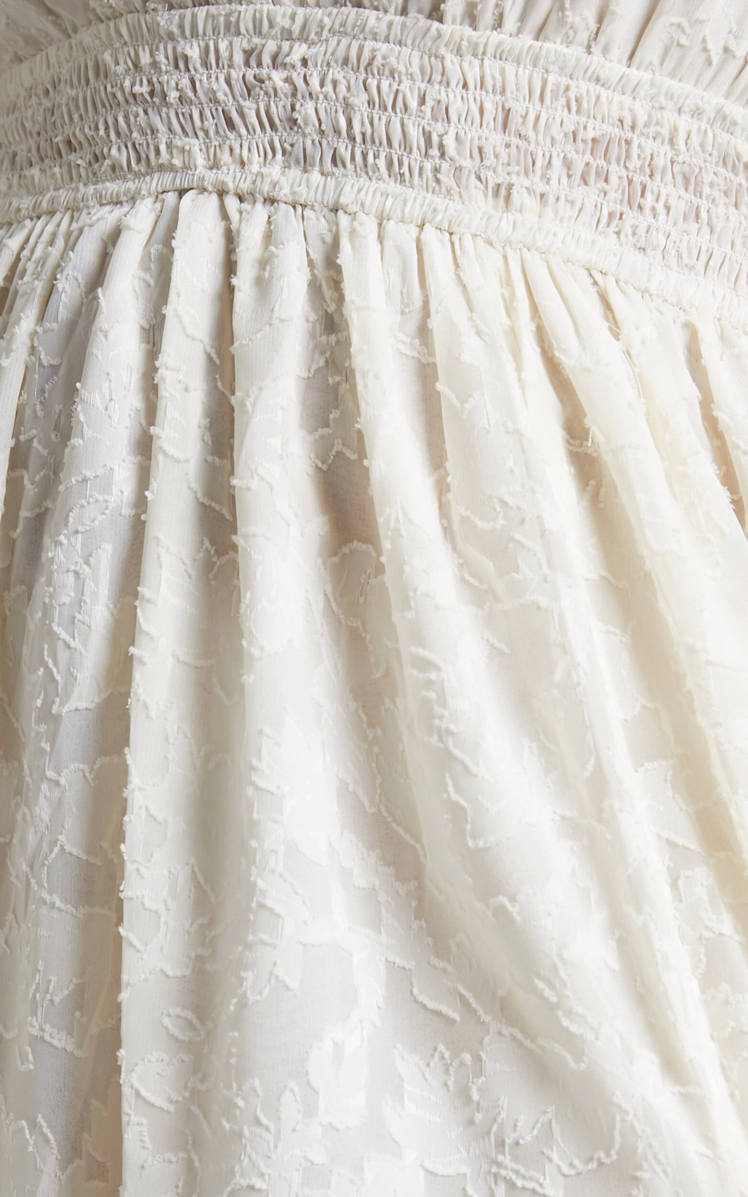 Showpo Abellita Plunge Neck Bishop Sleeve Broderie Trim Maxi Dress In Cream - Image 6