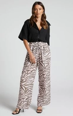 Showpo Aegir Pants - Mid Rise Relaxed Straight Leg Pants In Wild Zebra