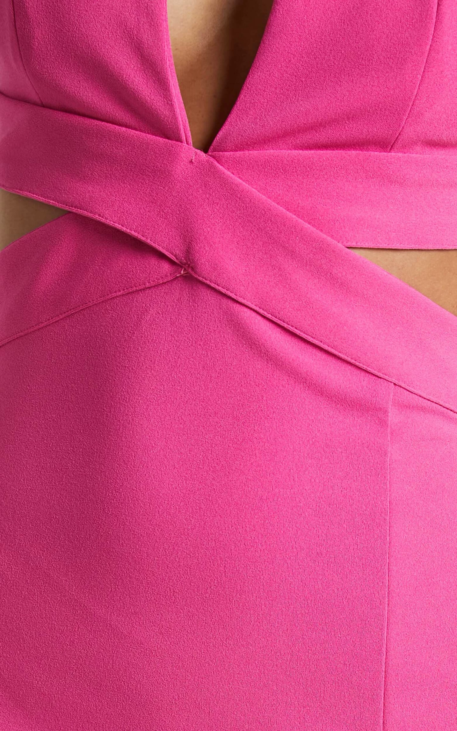 Showpo Anjie Plunge Neck Cross Back Cut Out Maxi Dress In Fuschia - Image 9
