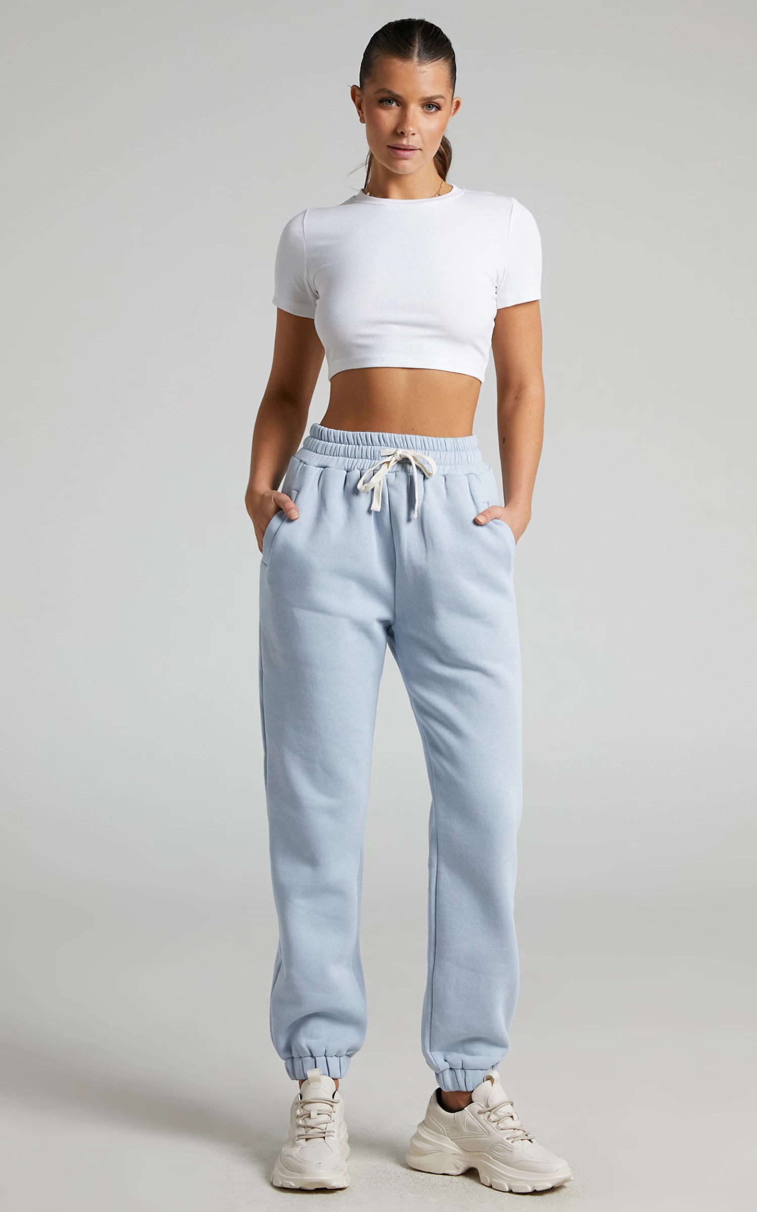 Showpo Annie Fleece Track Pants In Blue - Image 3