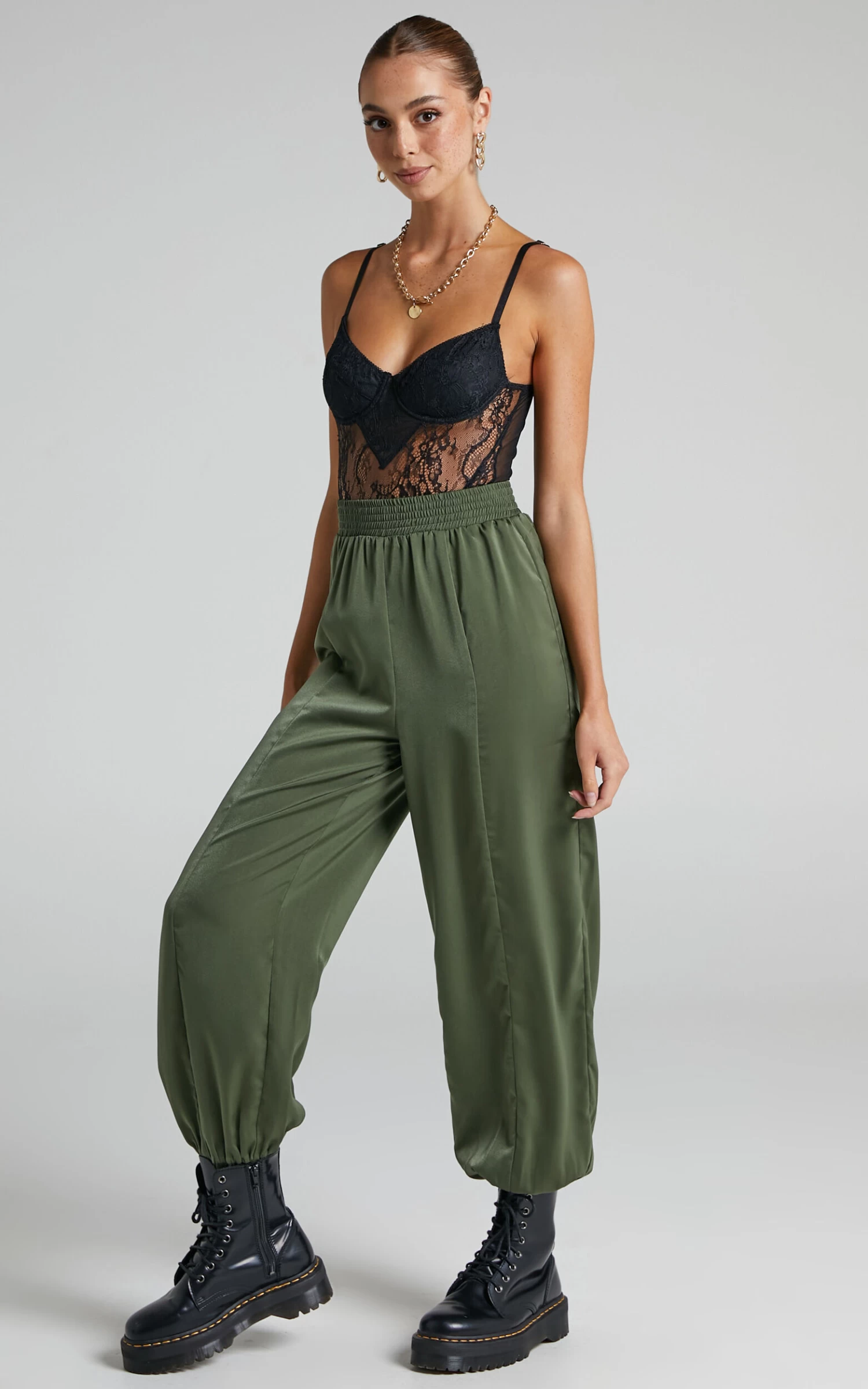 Showpo Antonella High Waisted Elasticated Pant In Olive - Image 7