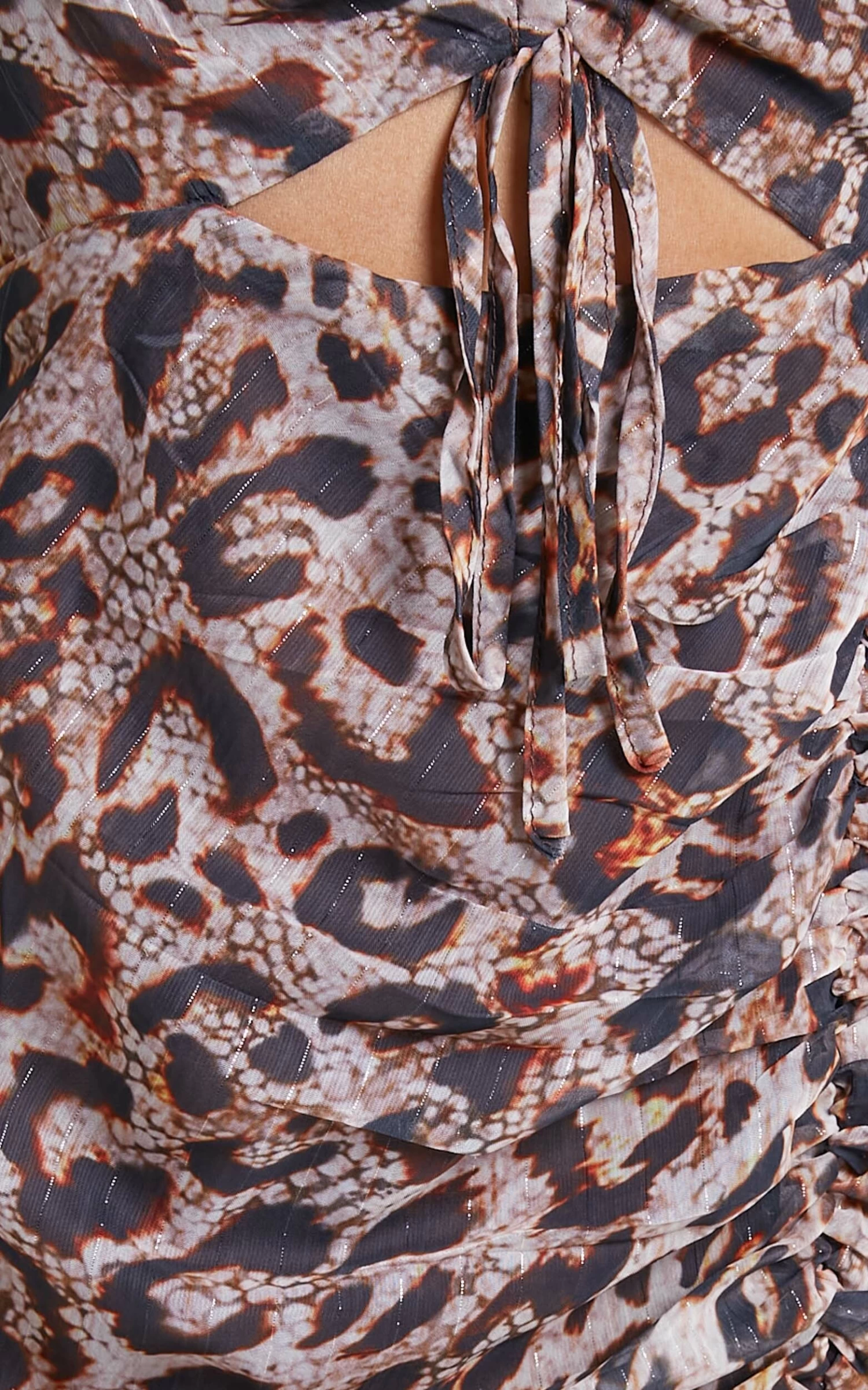 Showpo Arima Long Sleeve Cut Out Mini Dress In Brown Leopard Print - Image 9