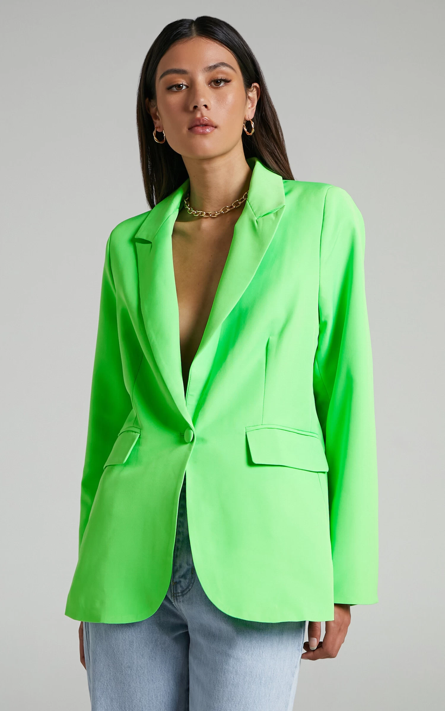 Showpo Ashesha Tailored Suiting Blazer In Green - Image 4