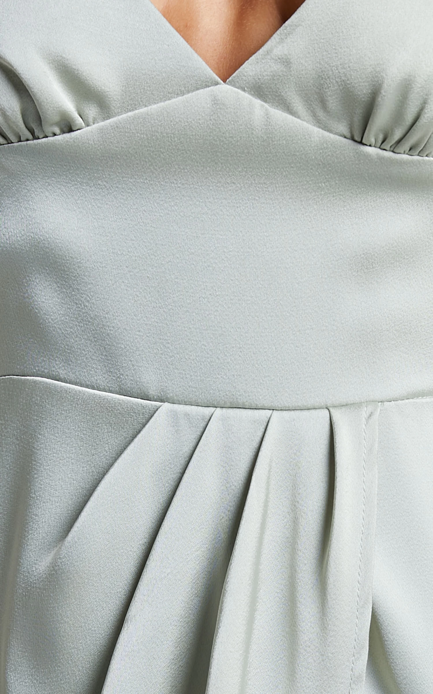 Showpo Azrael Maxi Dress - V Neck Satin Tulip Dress In Sage - Image 7