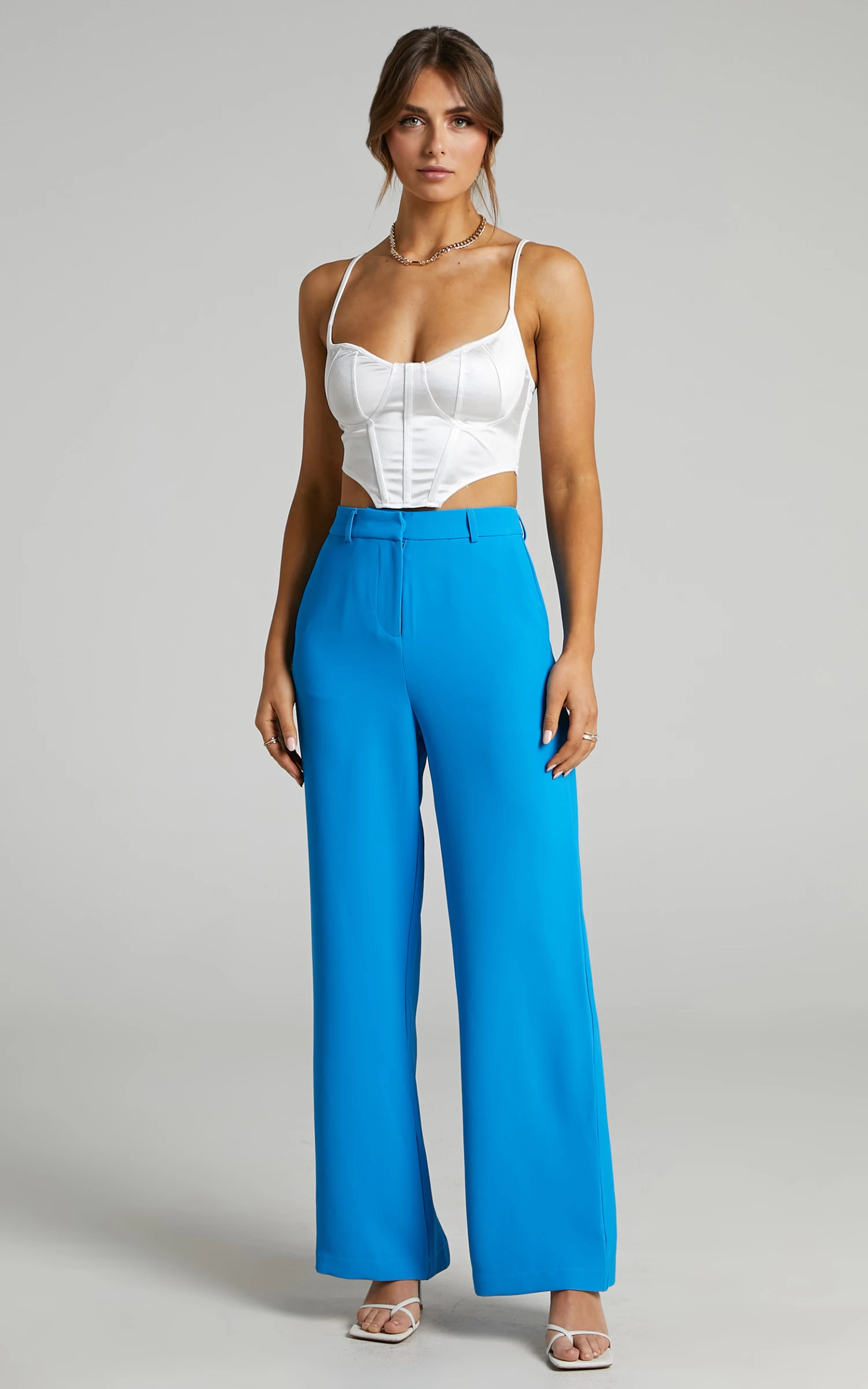 Showpo Bonnie High Waisted Tailored Wide Leg Pants In Blue - Image 5