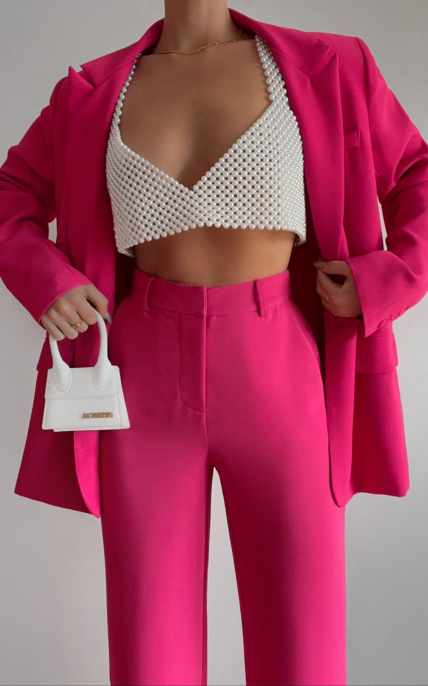 Showpo Bonnie High Waisted Tailored Wide Leg Pants In Pink - Image 3