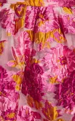 Showpo Brailey Full Mini Skirt In Pink Jacquard