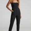 Showpo Brinkley Strappy Open Back Jumpsuit In Black