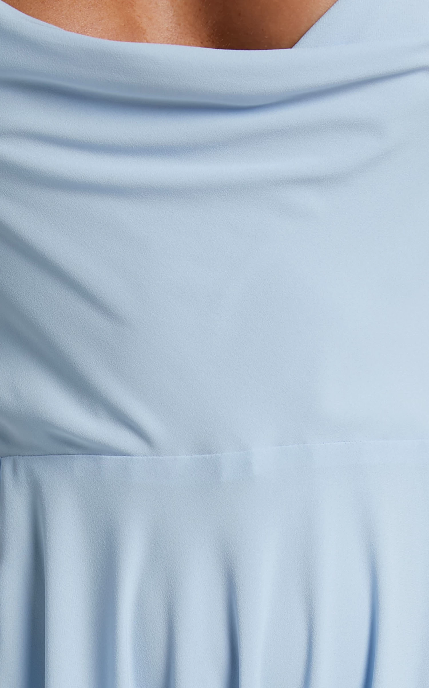 Showpo Celestine Maxi Dress - Lace Up Back Cowl Neck Dress In Pale Blue - Image 7