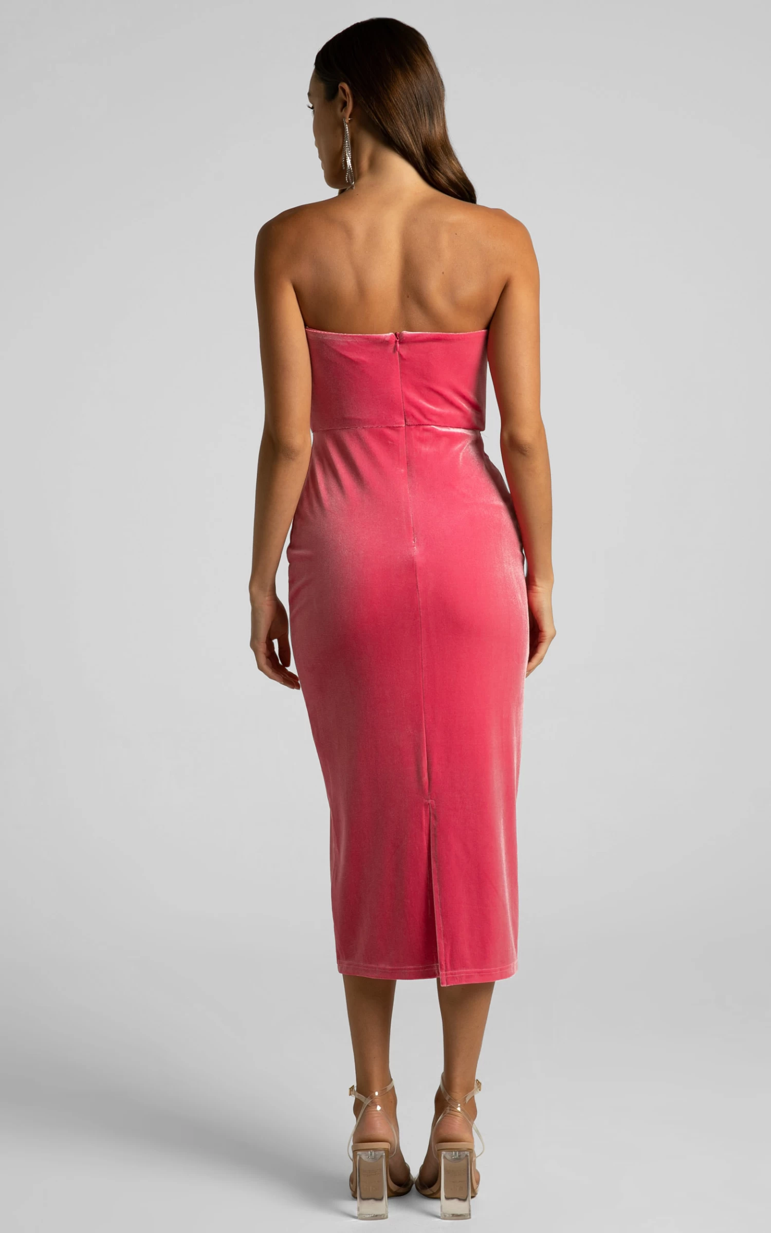 Showpo Cerena Strapless Bustier Midi Dress In Bubblegum Pink - Image 6