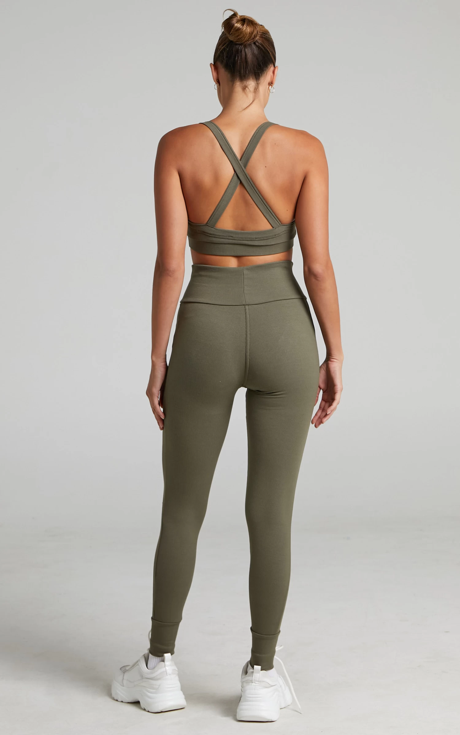 Showpo Dariko Ribbed Leggings In Khaki - Image 4