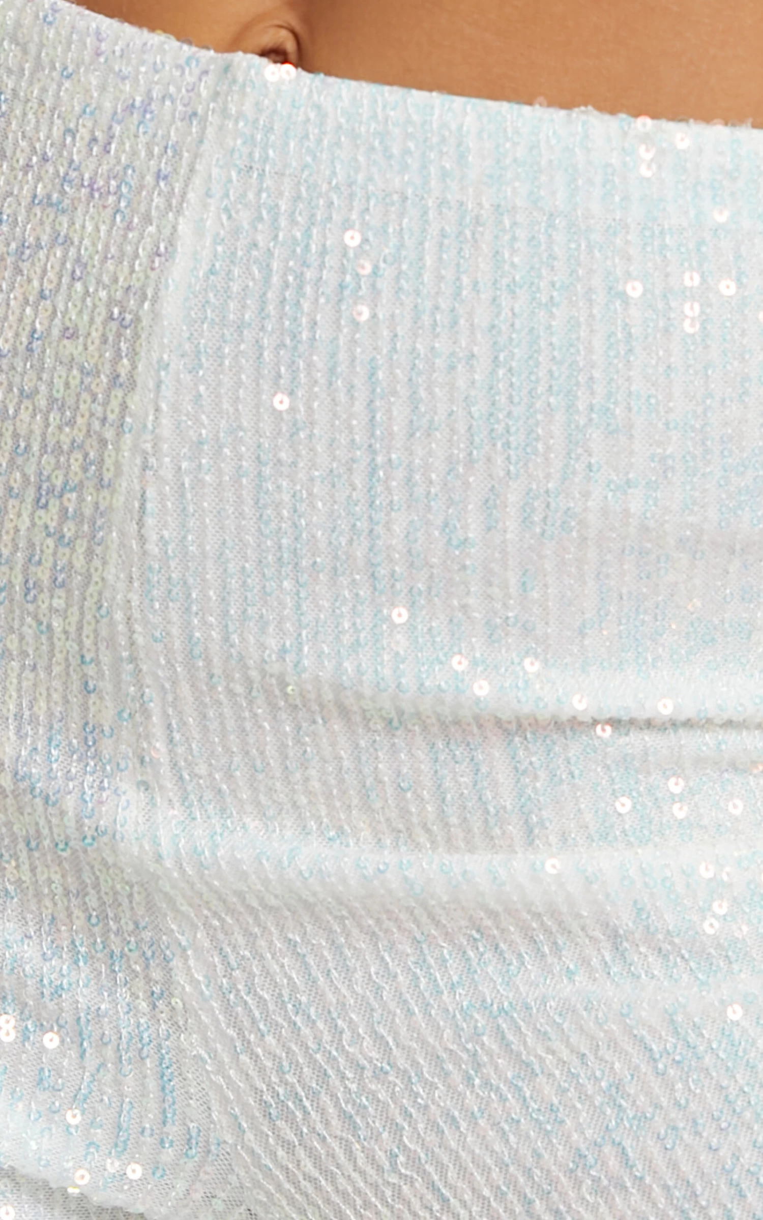 Showpo Deliza Mid Waisted Sequin Flare Pants In Iridescent White - Image 8