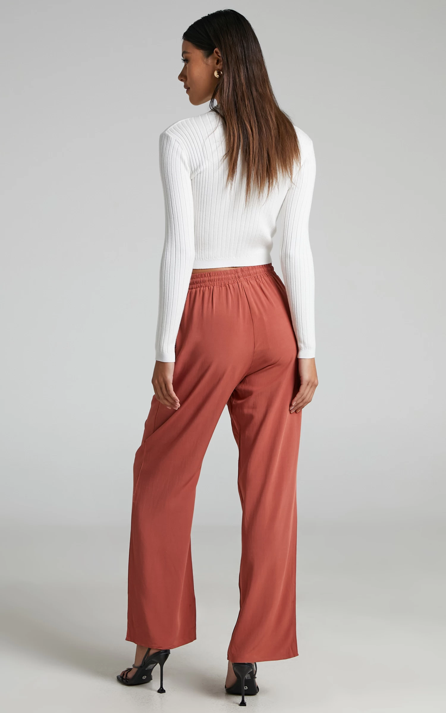 Showpo Devina High Waisted Straight Leg Pants In Clay - Image 6