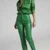 Showpo Dilyenne Mid Waist Straight Leg Faux Leather Pants In Green