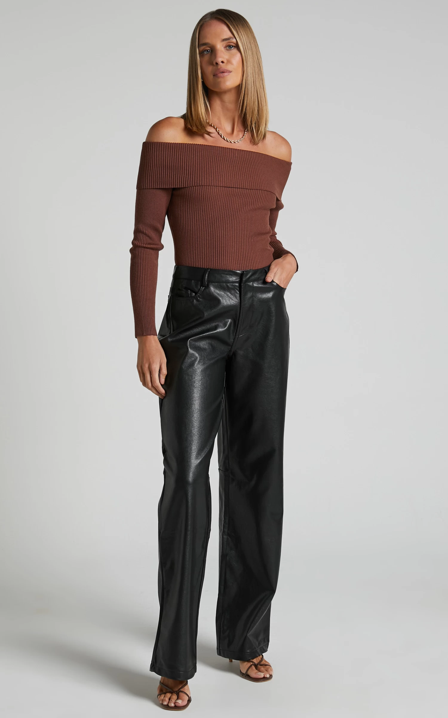 Showpo Edzelith - Mid Rise Faux Leather Relaxed Pant In Black - Image 4