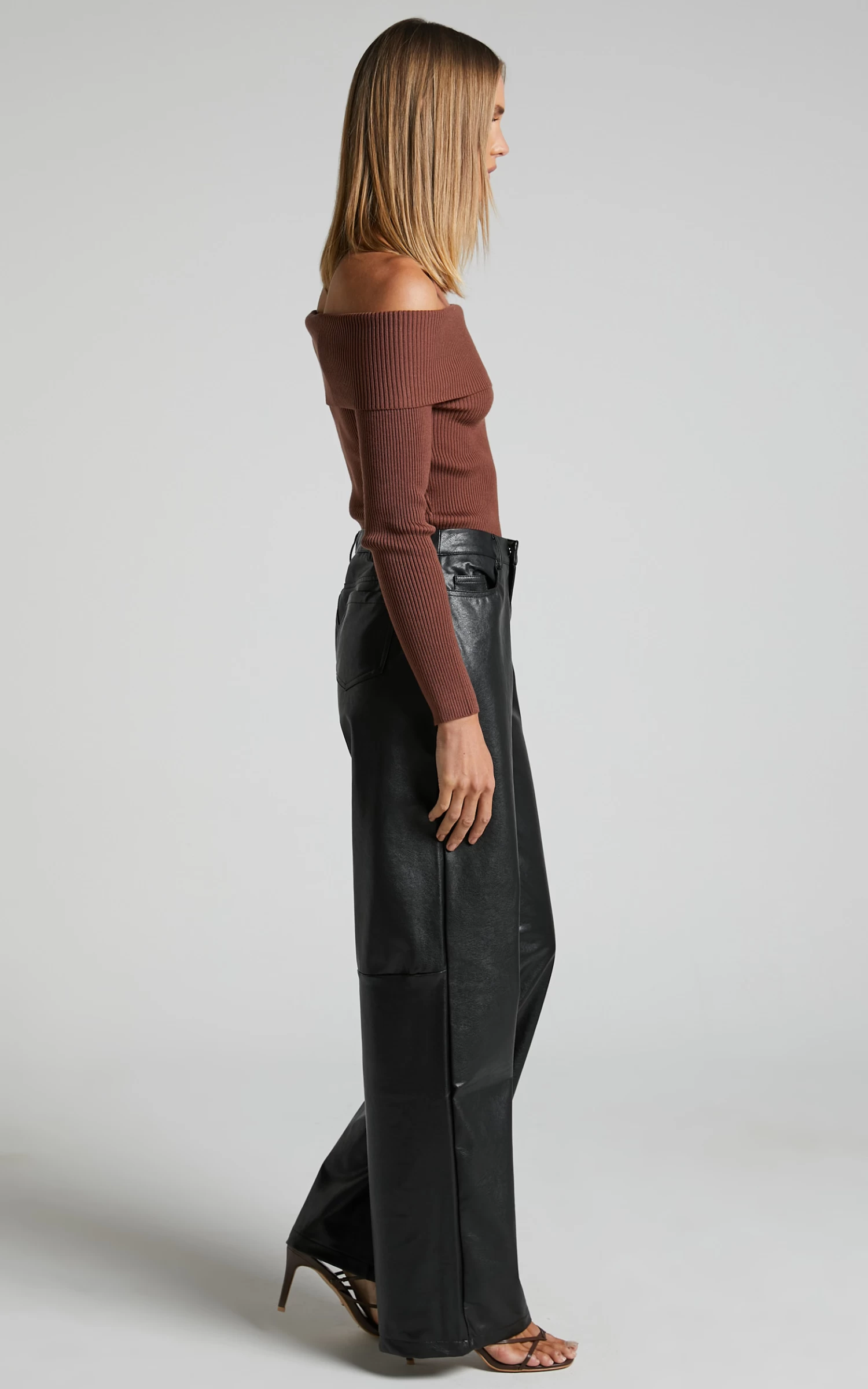 Showpo Edzelith - Mid Rise Faux Leather Relaxed Pant In Black - Image 5