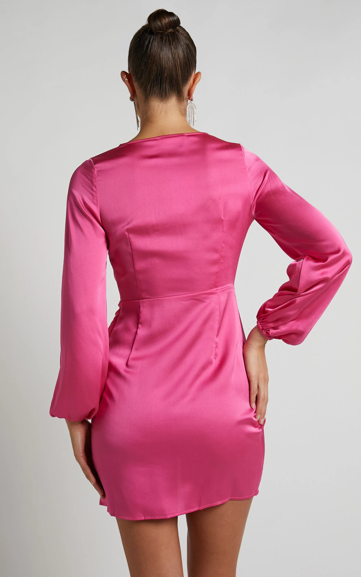 Showpo Everest Twist Front Relaxed Sleeve Mini Dress In Hot Pink - Image 7