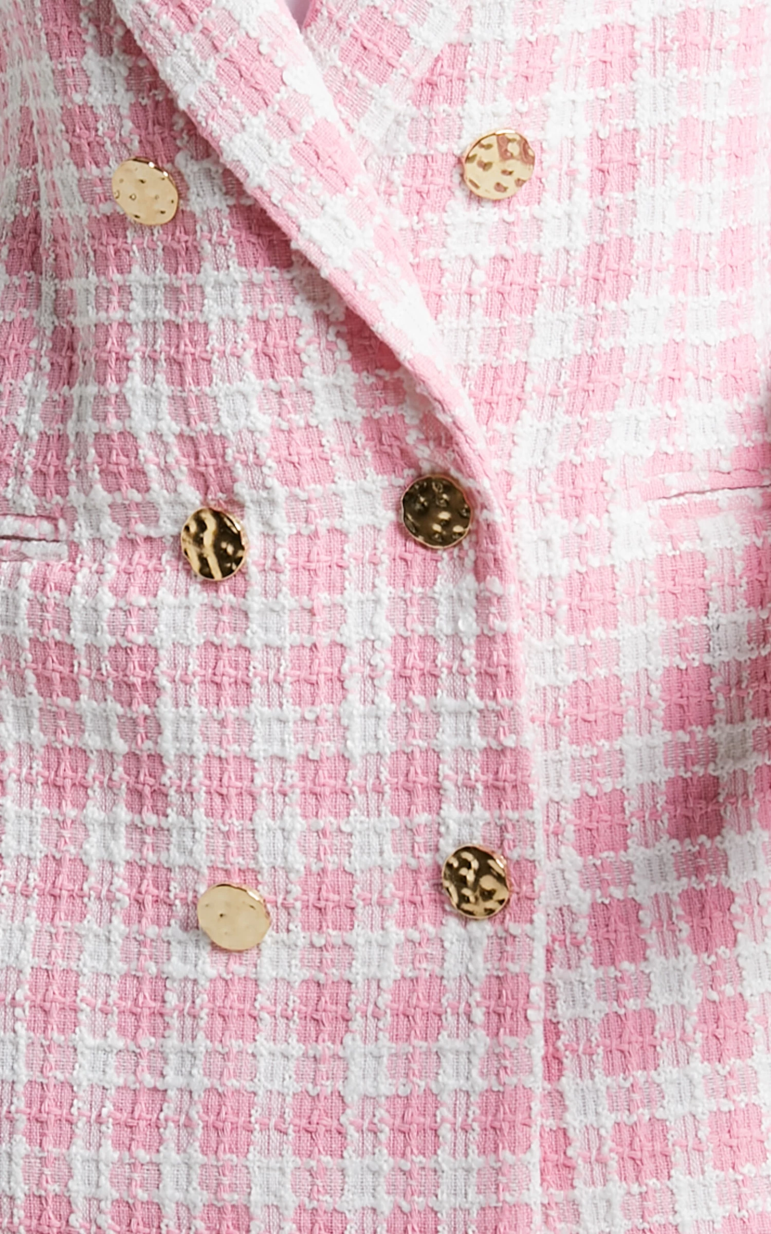 Showpo Larence Blazer - Longline Double Breasted Blazer In Pink Check - Image 9