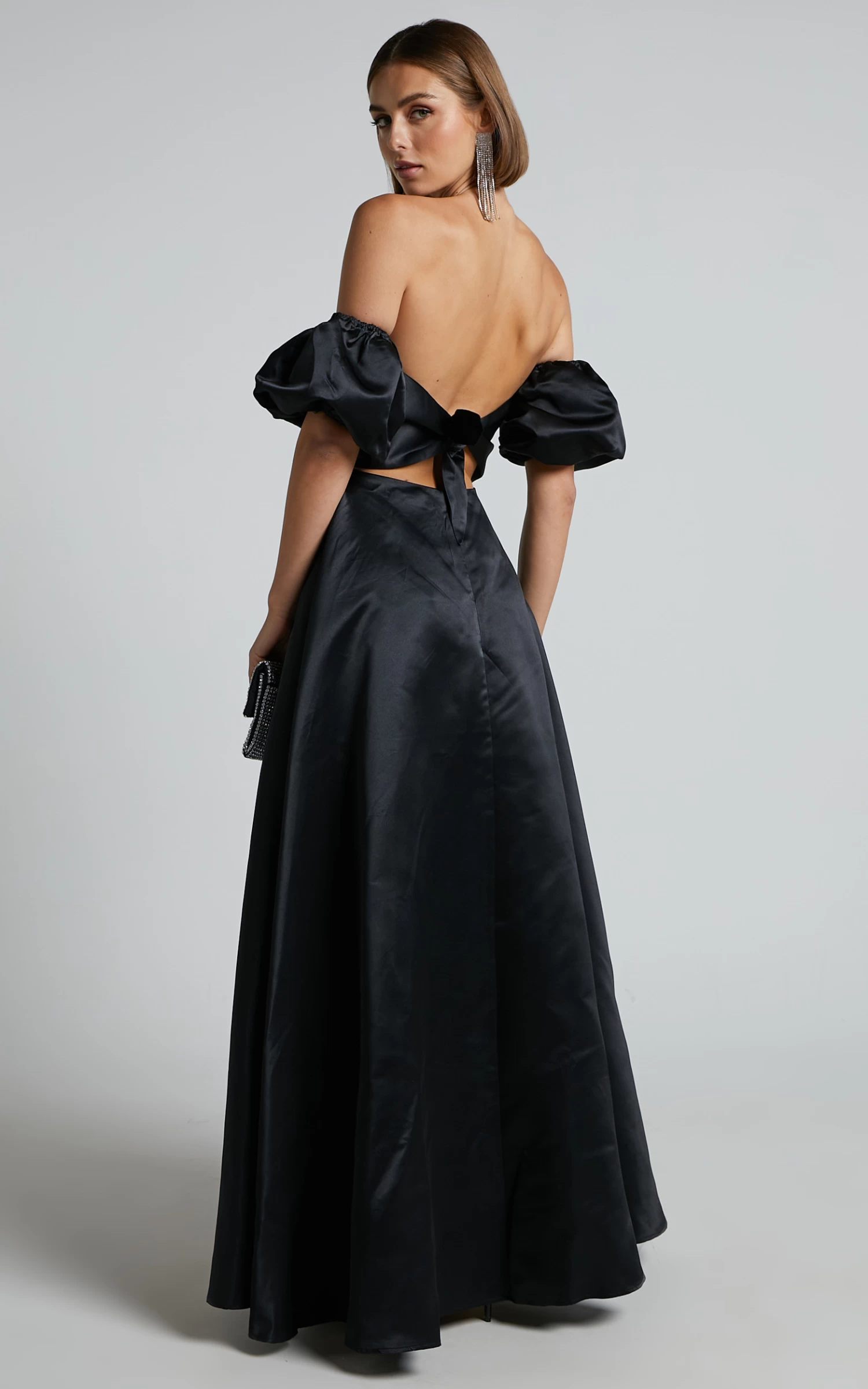 Showpo Faith Maxi Dress - Off Shoulder Puff Sleeve Dress In Black - Image 8