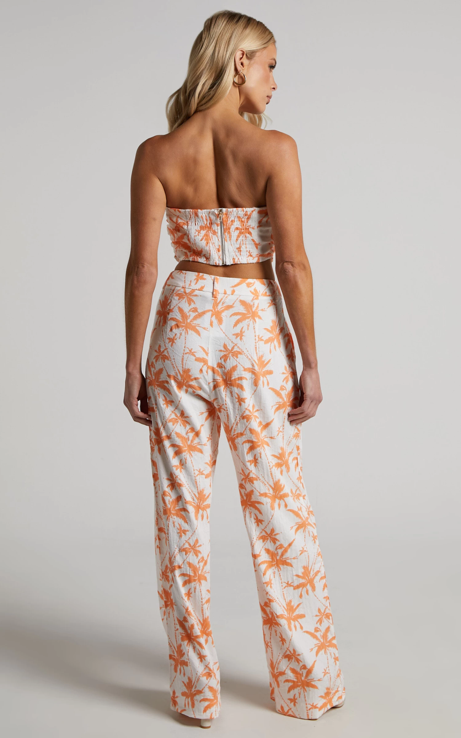 Showpo Fayella Trousers - Mid Rise Relaxed Straight Leg Trousers In Orange Palm - Image 7
