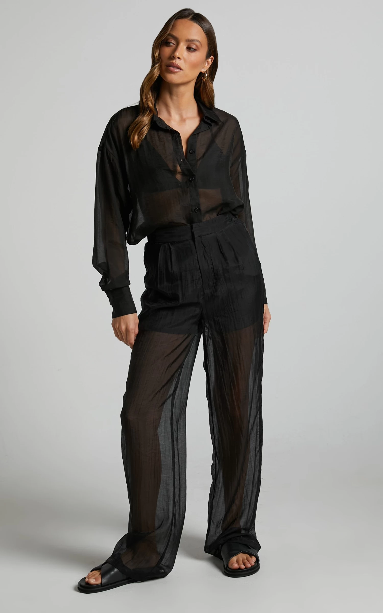 Showpo Garrick High Waisted Semi Sheer Pant In Black - Image 7
