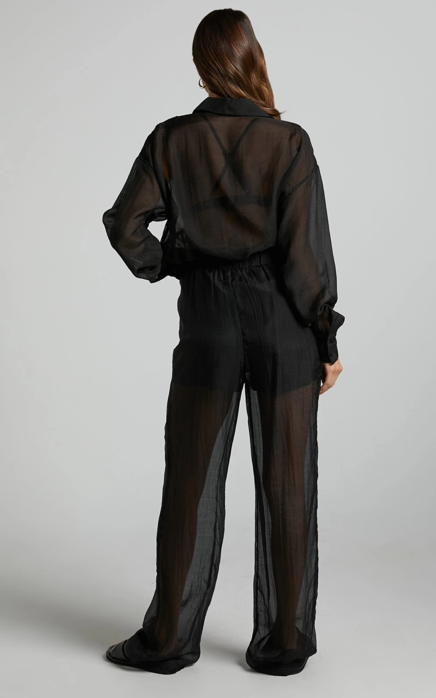Showpo Garrick High Waisted Semi Sheer Pant In Black - Image 8