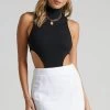 Showpo International Babe Mini Skirt In White Linen Look
