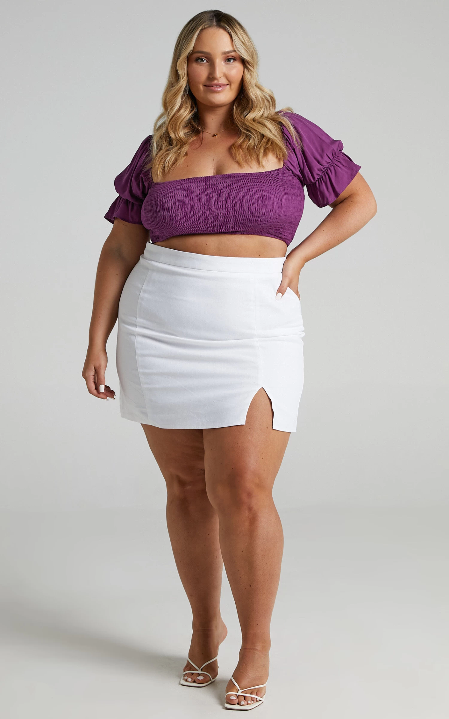 Showpo International Babe Mini Skirt In White Linen Look - Image 7