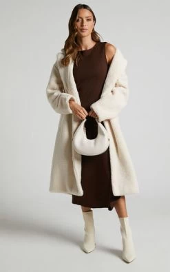 Showpo Cielito Longline COATIGAN In Cream